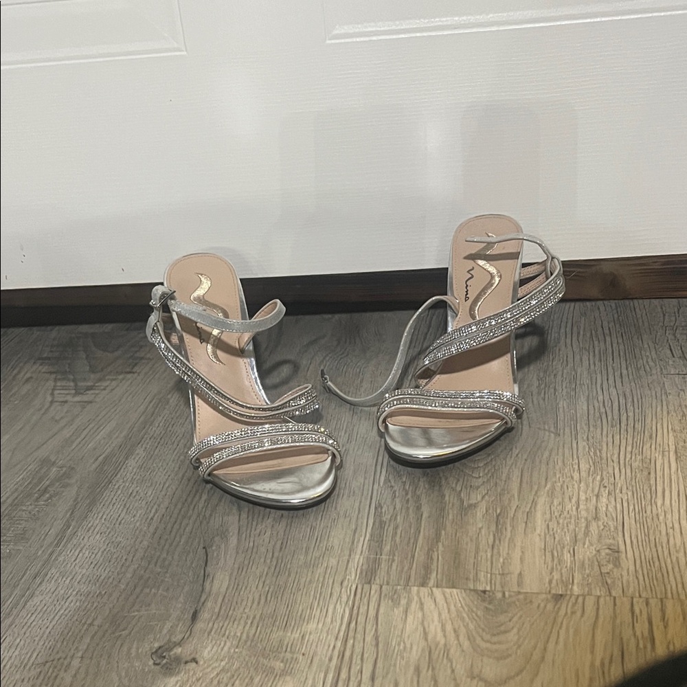 Nina Silver Strappy Heels